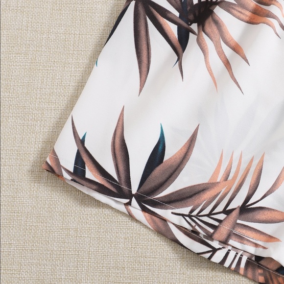 🔥HP🔥Plants Print Shirred Waist Shorts - Picture 3 of 5